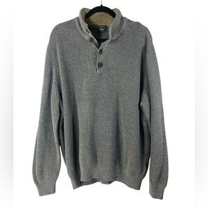 G.H. Bass & Co. Men’s XXL Henley Gray Sherpa Lined Button Collar Cozy Sweater